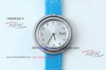OB Factory Replica Piaget Possession Swiss Quartz Watches For Women - Diamond Bezel Blue Leather Strap
